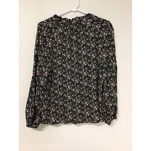 Grace the Perfect Fit Black Floral Print Blouse Women's Petite‎ NWT